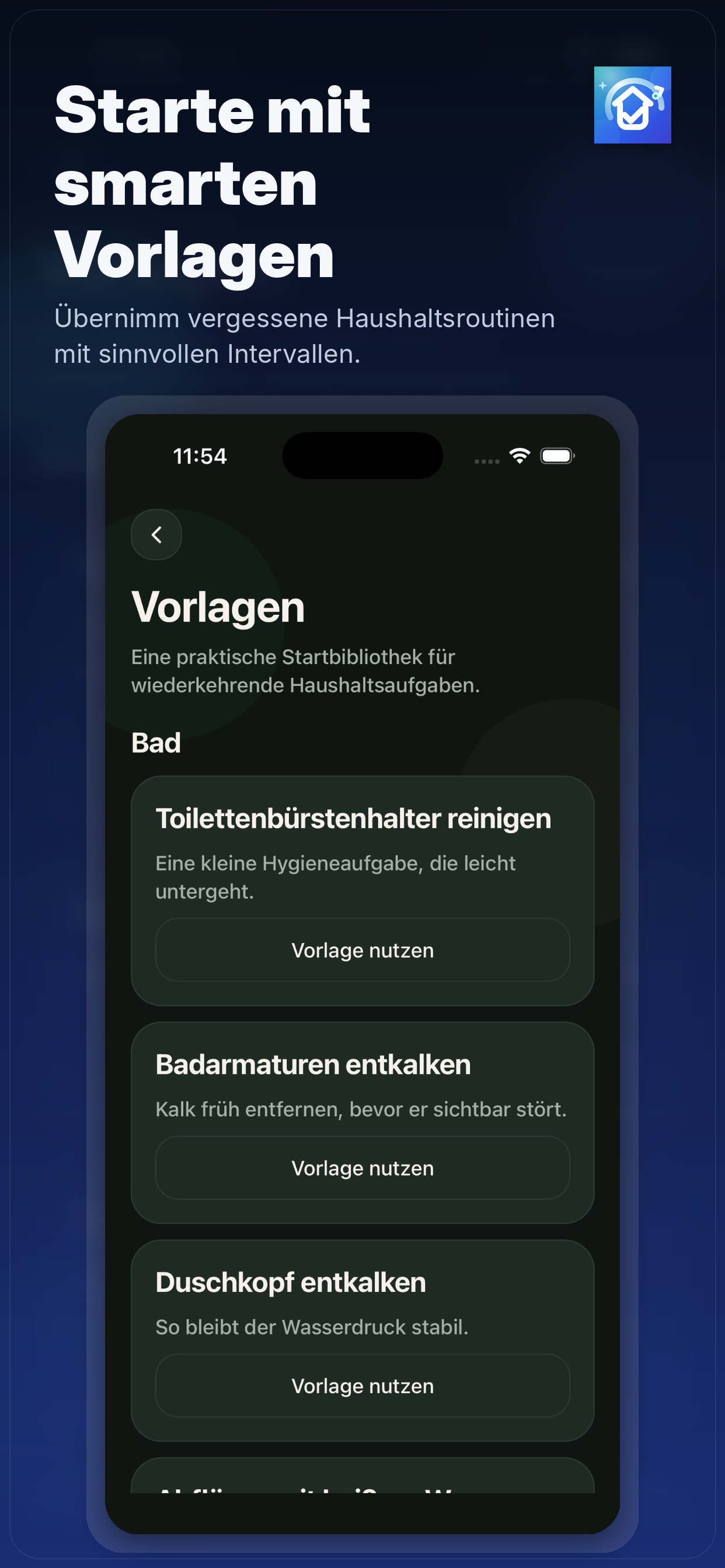 Household Reminder calm design with dark mode