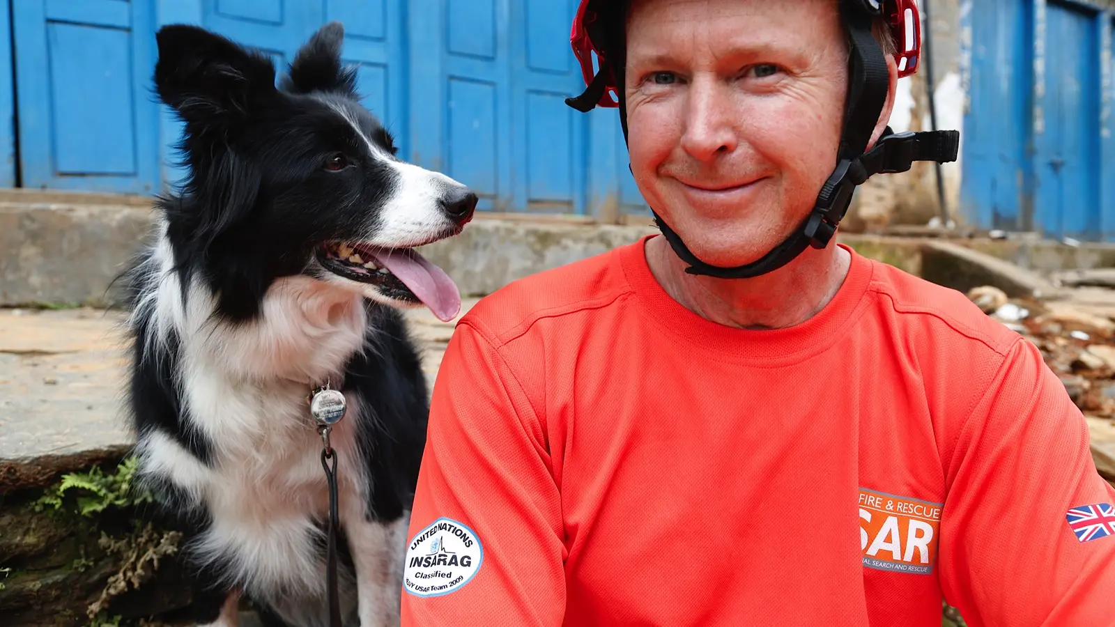 Search dog team during an operation as a visual for live tracking