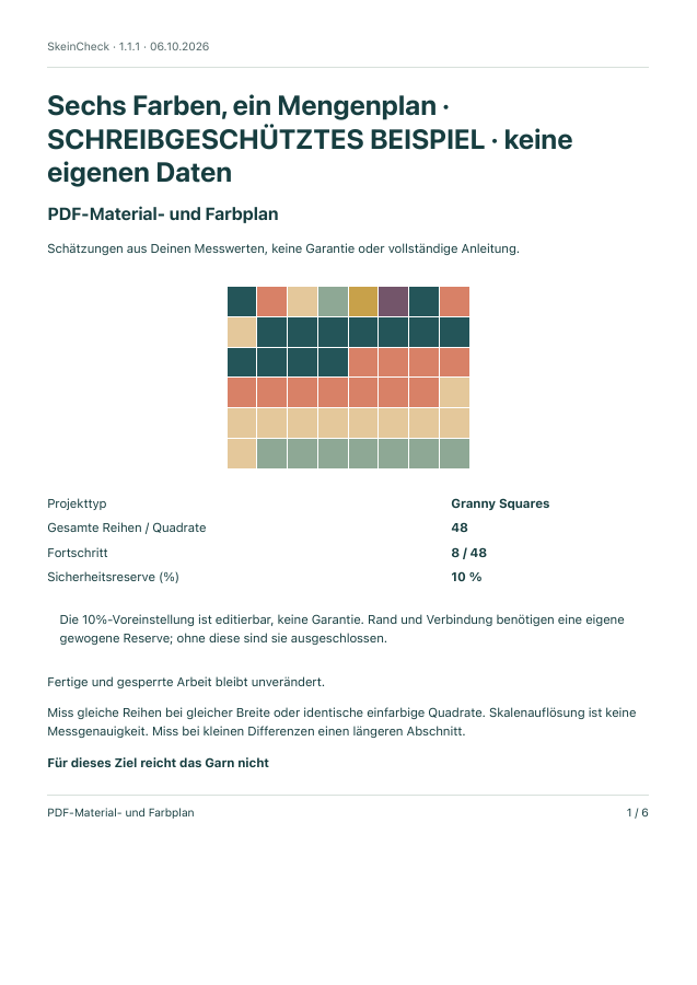Original example: insufficient petrol yarn for the open squares